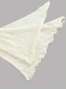 SHEIN MOD V-Neck Flare Sleeve Front Tie Waist Flocked Mermaid Hem Apricot Dress, White Lace Mermaid Dress, Ivory Lace Dress, Fishtail Lace Dress, White Mermaid Dress, Ivory Mermaid Dress, Elegant Dresses For Party, Dress, Wedding Guest Dress Women, Birthday Dresses For Women,Fall Wedding Guest Dress - Apricot - View 4