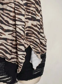 SHEIN ICON Plus Size Women's Sexy Backless Zebra Print Summer Top, Suitable For Summer Vacation, Festivals Leopard Print - Multicolor - View 7