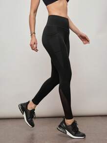 Activina Workout Leggings Seamless Tummy Control Mesh Insert Compression Tights With Side Phone Pocket Yoga Women Pants