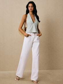 Poéselle 女士浪漫优雅吊带V领吊带背心，夏季 - 薄荷綠 - 查看 4