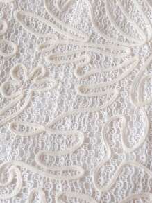 2件套少女图案钩针蕾丝花朵流苏背心上衣和冰丝褶皱阔腿裤夏季服装，度假，休闲，可爱 - 藍色 - 查看 3