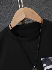 SHEIN 2pcs Set For Tween Boys: Letter Print Short Sleeve T-Shirt And Camo Print Pants