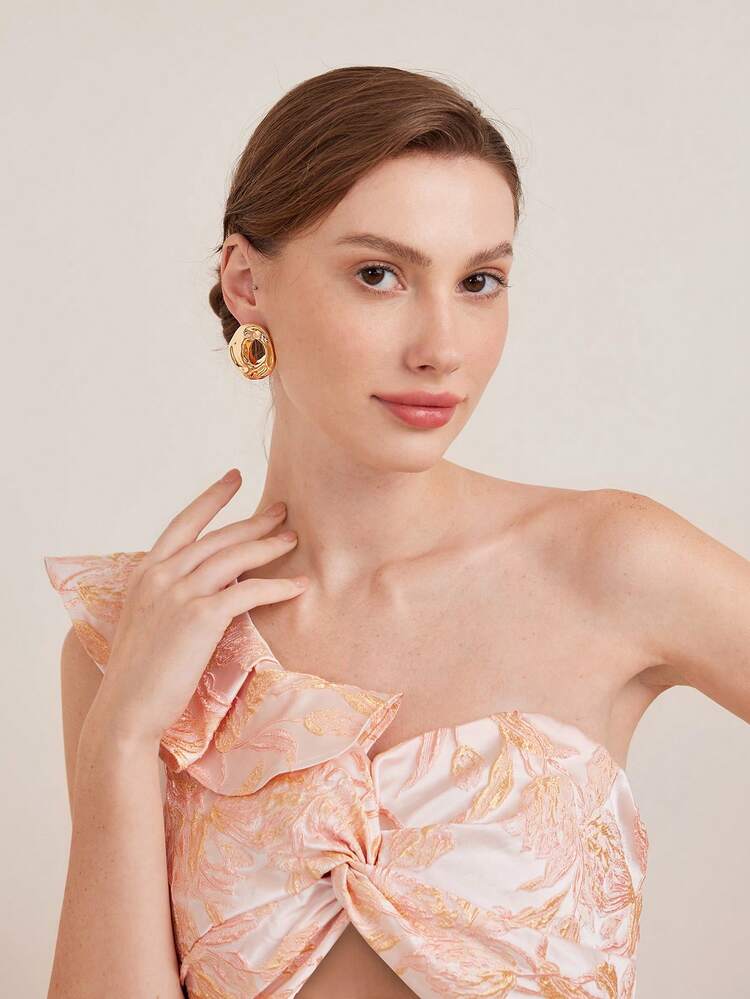 18K GOLD PLATED TEXTURED HOOP EARRINGS