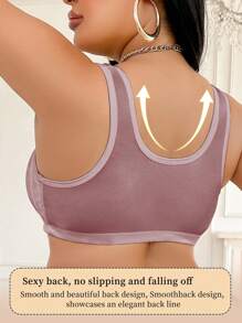 1 Pc Plus Size Front Opening Wired Bra - Brown - View 2