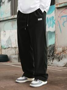 PAVTROS Streetrush Men's Solid Color Casual Everyday Trousers, Streetwear Pants, Boy Friend Gifts, Fall - Black - View 3