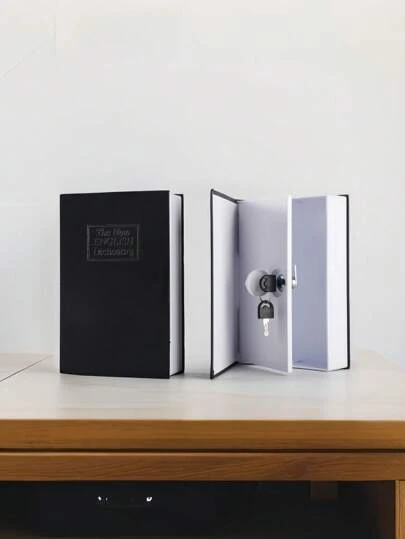1 Peça Cofre em Formato de Livro Preto/Azul/Vermelho/Dourado/Prata com Fechadura, Caixa de Armazenamento Secreta Disfarçada de Dicionário Inglês, Caixa de Poupança para Joias, Passaporte e Outros Objetos de Valor, Cofre, Cofrinho, Poupança de Dinheiro