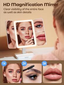 Teckwe Espejo de maquillaje multifuncional con luz, para uso doméstico de escritorio