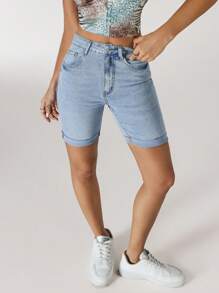 Jeanoix Women's Pocketed Skinny Casual Versatile Denim Shorts