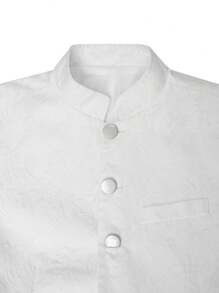 Manfinity Mode Men's Solid Color Front Button Slim Fit Long Sleeve Blazer - Beige - View 3