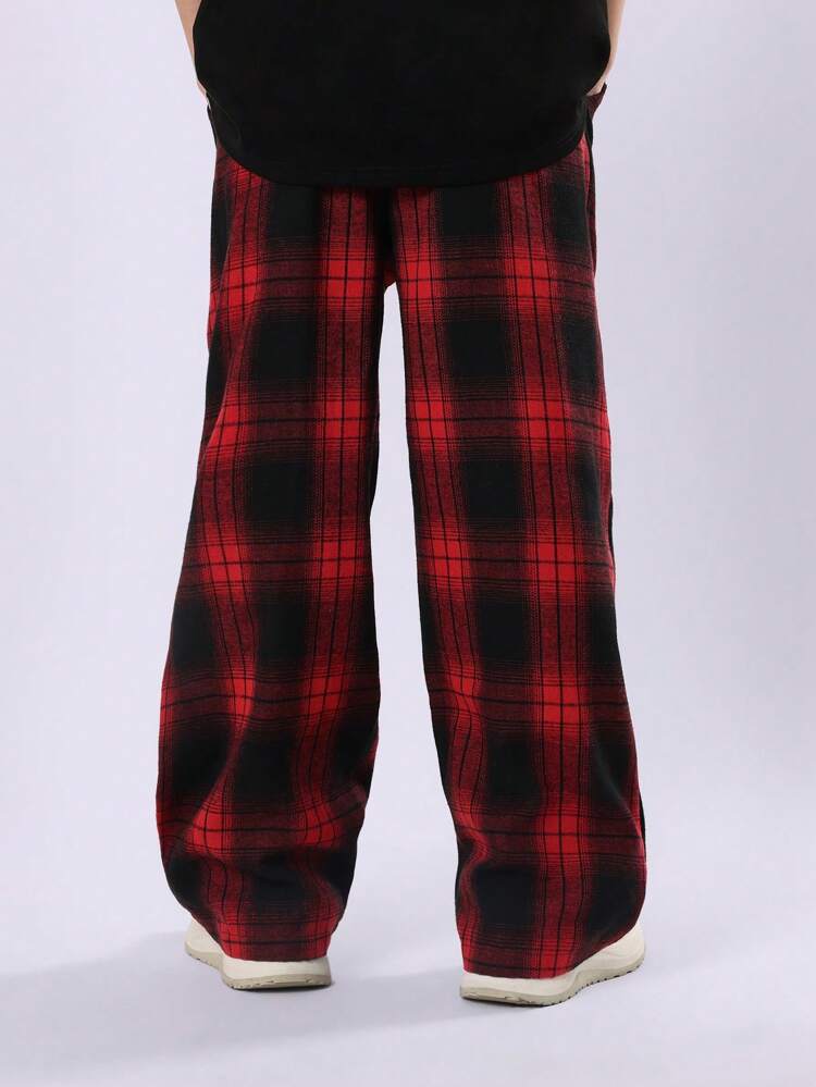 Wide Leg Buffalo Check Plaid Pattern Pants