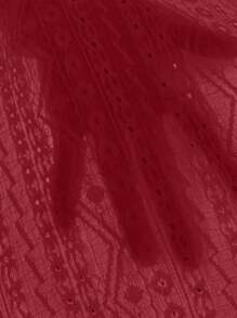 EMERY ROSE Camiseta con bordado con ojal con encaje en contraste - Burdeos - Ver 3