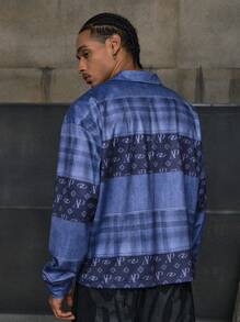 AXEPEAK 休闲宽松日常户外男士 Polo 衫，长袖 - 藍色 - 查看 2