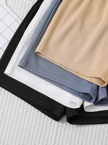 Set de 4 piezas de pantalones cortos casuales, cómodos, con estilo sencillo y práctico, suaves y cómodos con bordado y decoración en la cintura, adecuados para uso diario, la escuela, los viajes y deportes en primavera y verano, para niños jóvenes