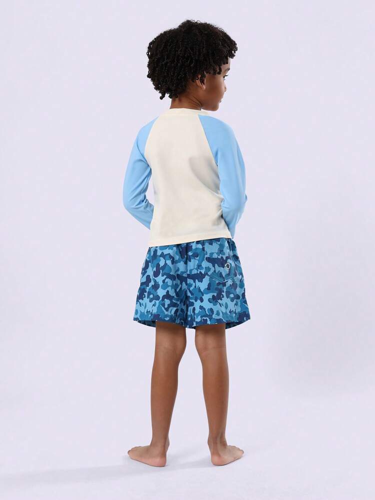 Komplet kąpielowy z długim rękawem i nadrukiem kamuflażowym UPF