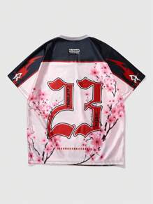 ROMWE MEN Men's Anime Print Short Sleeve T-Shirt, Suitable For Spring And Summer - Pink - View 5