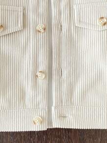 SHEIN Playful Pals 男婴纽扣翻领长袖衬衫夹克，适合上学、休闲、度假、运动、家居服、秋季，6 个月 - 3 岁，服装、夹克、上衣春季夹克秋冬灯芯绒夹克