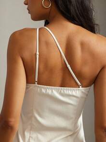 Hauture Old Money Sexy Business Casual Solid Asymmetrical One Shoulder Tank Top – Elegant Minimalist Hem Blouse, Office Lady Statement Shirt, Chic Professional Workwear & Stylish Going Out Top For Women