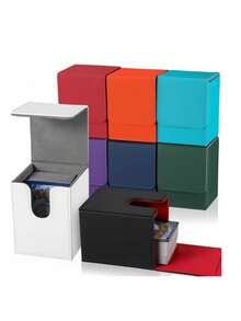 MTG 卡牌盒 PU 皮革 - 磁性闭合 TCG CCG 收纳盒可容纳 100 多张单/双套卡 - 便携式万智牌卡牌盒，适用于游戏配件 - 彩色 - 查看 3