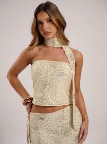 SHEIN BAE Canotta da donna decorata con paillettes a fiori, stilosa per l'estate