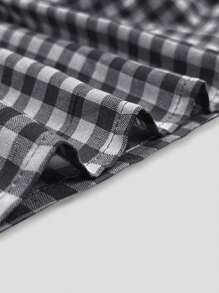 INAWLY Plus Size Crew Neck Short Sleeve Plaid Long Casual Dress