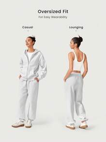 GLOWMODE 日常羊毛舒适宽松可调节抽绳腰部基本款慢跑裤带侧袋日常休闲