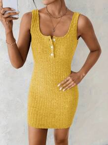 EMERY ROSE 女士性感蓝色两件套连衣裙，秋冬 - 黃色 - 查看 3