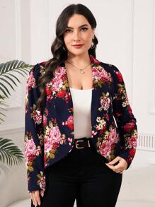 Reflora 大码女式印花西装外套，轻便休闲西装外套，适合日常穿着、通勤、职场、秋冬季优雅教师装