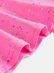 SHEIN Young Girls' Activewear Elastic Star Print Comfortable Breathable Dance/Yoga Skirt In Rose Red - Hot Pink - View 3