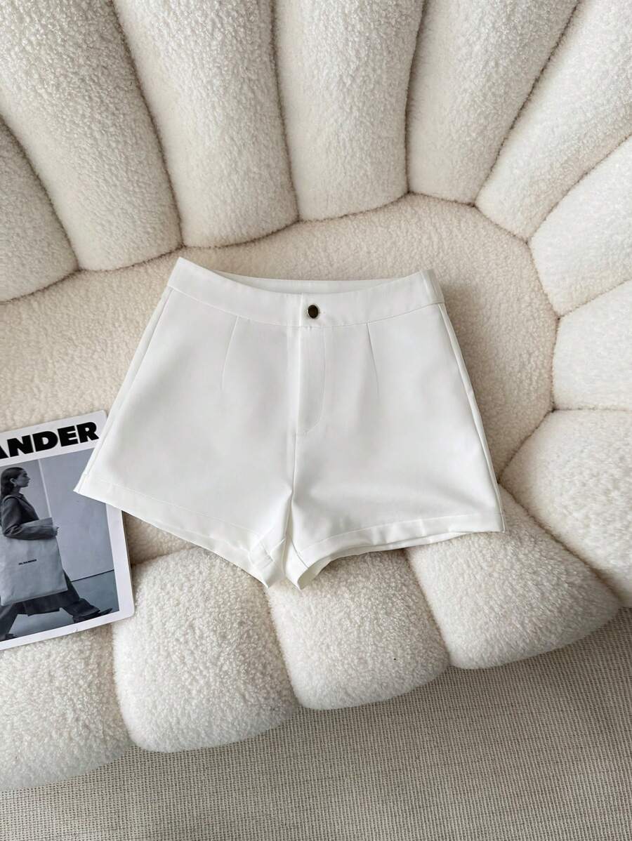 Airaco Women Plain Color Casual Shorts For Summer - White - View 1