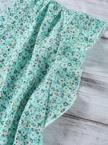 SHEIN Clasi 大码女式碎花盖袖休闲衬衫 - 薄荷綠 - 查看 4