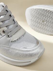 CUCCOO EASI 女士新款秋季低帮滑板运动鞋，百搭运动休闲白色硫化鞋 - 淺灰色 - 查看 9