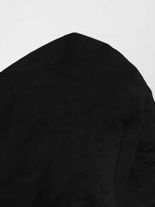 SHEIN Raffinéa Sleeveless Cotton Solid Color Crew Neck Shirt With Ruffle Hem - Black - View 7