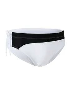 ZELFYO Bañadores de triángulo con nudos y color contrastante para hombres, adecuados para la playa en verano - Blanco y Negro - Ver 3