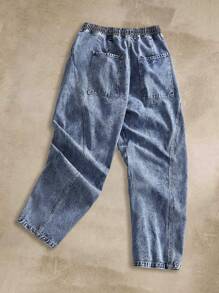 EASEVO Quần Jeans Dài Dệt Xanh Rộng Cho Nam Size Lớn - Màu xanh nhạt - Xem 7