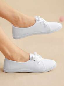 CUCCOO EASI New Style Low-Top Canvas Shoes, Students Flat Casual Women's Slip-On Cloth Shoes, Fashion White Sneakers Back To School