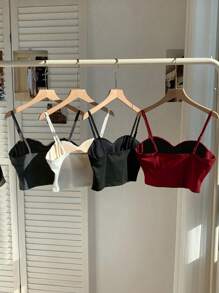 Comfortcana Set de 4 camisolas/tops con sujetador incorporado y acolchado, aptas para uso en verano