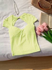 Comfortcana 女式夏季休闲纯色镂空背心衬衫