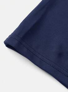 SHEIN Bộ đồ liền thân kéo khóa nửa khóa kéo cho bé gái tuổi teen, Quay lại trường, Đi chơi giải trí - Màu xanh hải quân - Xem 6