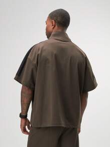 ARC Activewear Full Zip Sweater Jacket Performance Top Gym Workout Long Sleeve Track Suit - Brown - View 2