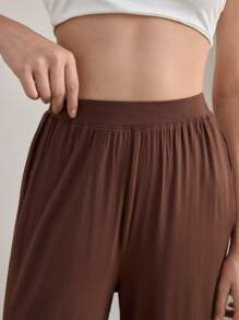 Ocili 休闲女式纯色口袋简约褶裥休闲居家裤舒适百搭，适合假日、秋季和冬季穿着。 - 卡其色 - 查看 3