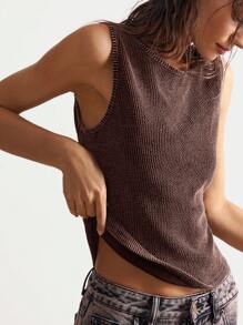 Bohemela Women Casual Solid Color Knit Backless Fitted Camisole Backless Tops Tie Back Top Open Back Tops