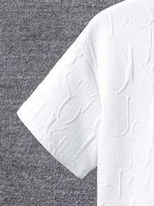 Teen Boy 2pcs/Set Letter Patched Short Sleeve T-Shirt And Shorts With Embossed Logo Detail