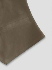 INAWLY Women's Solid Color V-Neck Single-Breasted Casual Vest Jacket - Coffee Brown - View 4