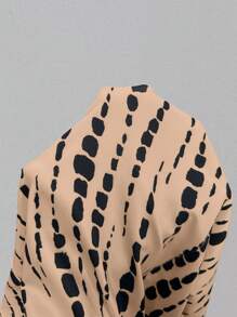 Lyxana Urban Fashion Animal Print Square Neck Flared Long Sleeve Waist Fit Women Long Dress, Autumn/Winter Fall Cloth For Women - Brown - View 7