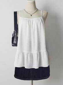 INAWLY 荷叶边吊带甜美休闲度假背心，夏季