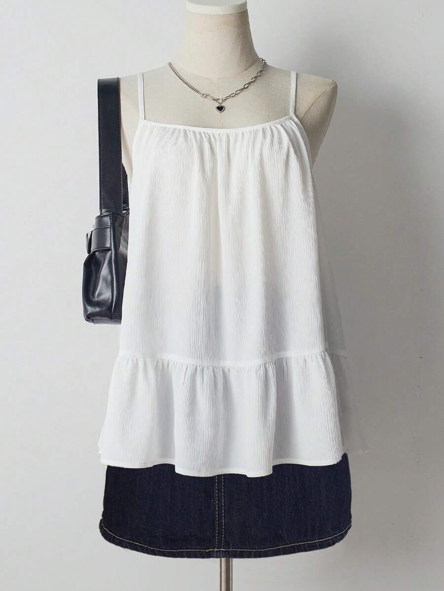 INAWLY 荷叶边吊带甜美休闲度假背心，夏季