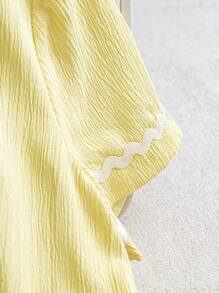 EMERY ROSE 女士优雅中长款连衣裙，带编织丝带装饰，夏季 - 黃色 - 查看 5