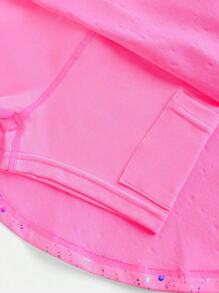 SHEIN Young Girls' Activewear Elastic Star Print Comfortable Breathable Dance/Yoga Skirt In Rose Red - Hot Pink - View 5