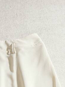 GlowEve 女士纯色百褶休闲办公半身裙 - 杏色 - 查看 5