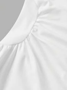 SHEIN Girlism 青春期女孩返校可爱甜美纯白色中长连衣裙，优雅时尚，适合典礼、派对和所有场合 - 白色 - 查看 3